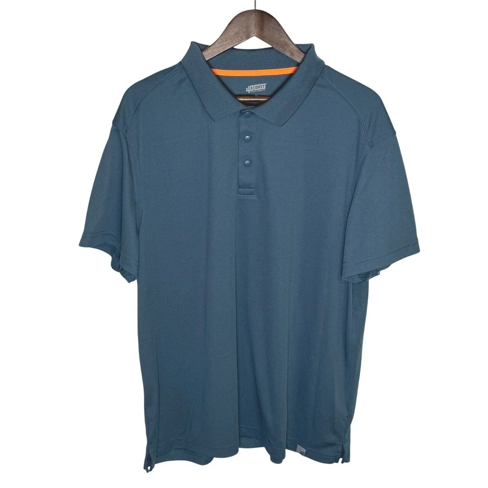 40 Grit Duluth Trading Co Mens XL Blue Short Sleeve Snap Polo Shirt 3237-26 - Picture 2 of 9